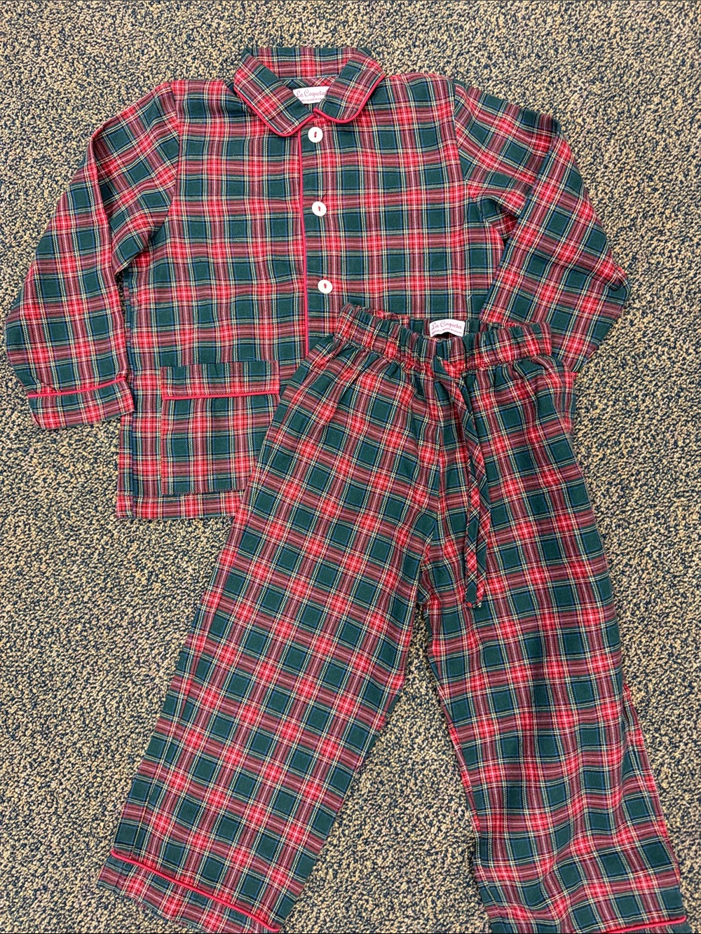Kids Plaid Pajama Set in Red & Green - Classic Button-Front Sleepwear